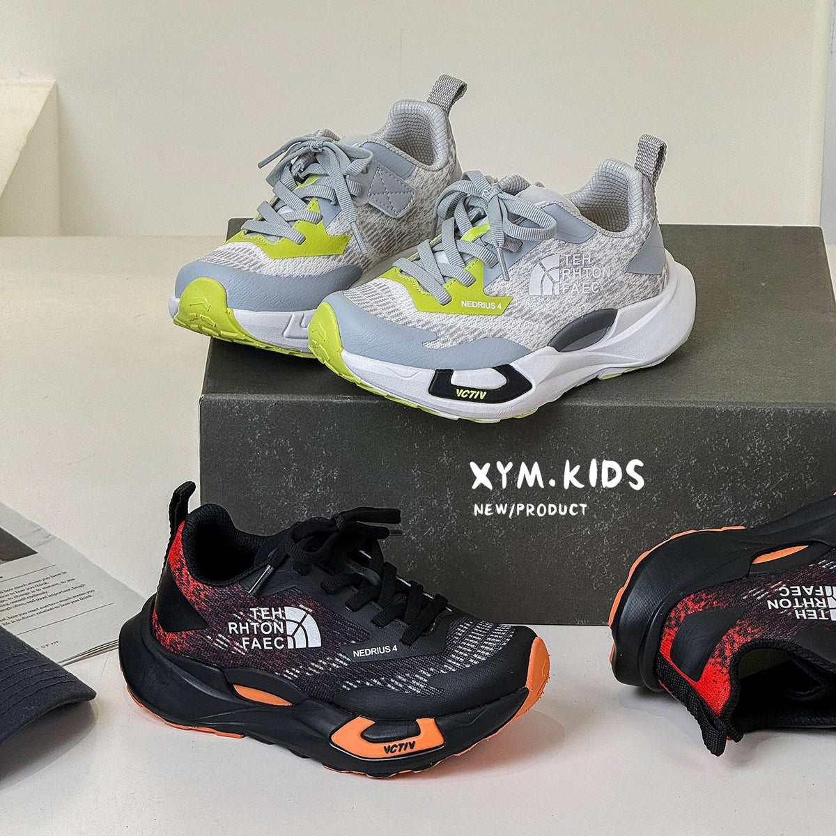 Children's Spring Fashion Color Contrast Lightweight Breathable Children's Sports Shoes