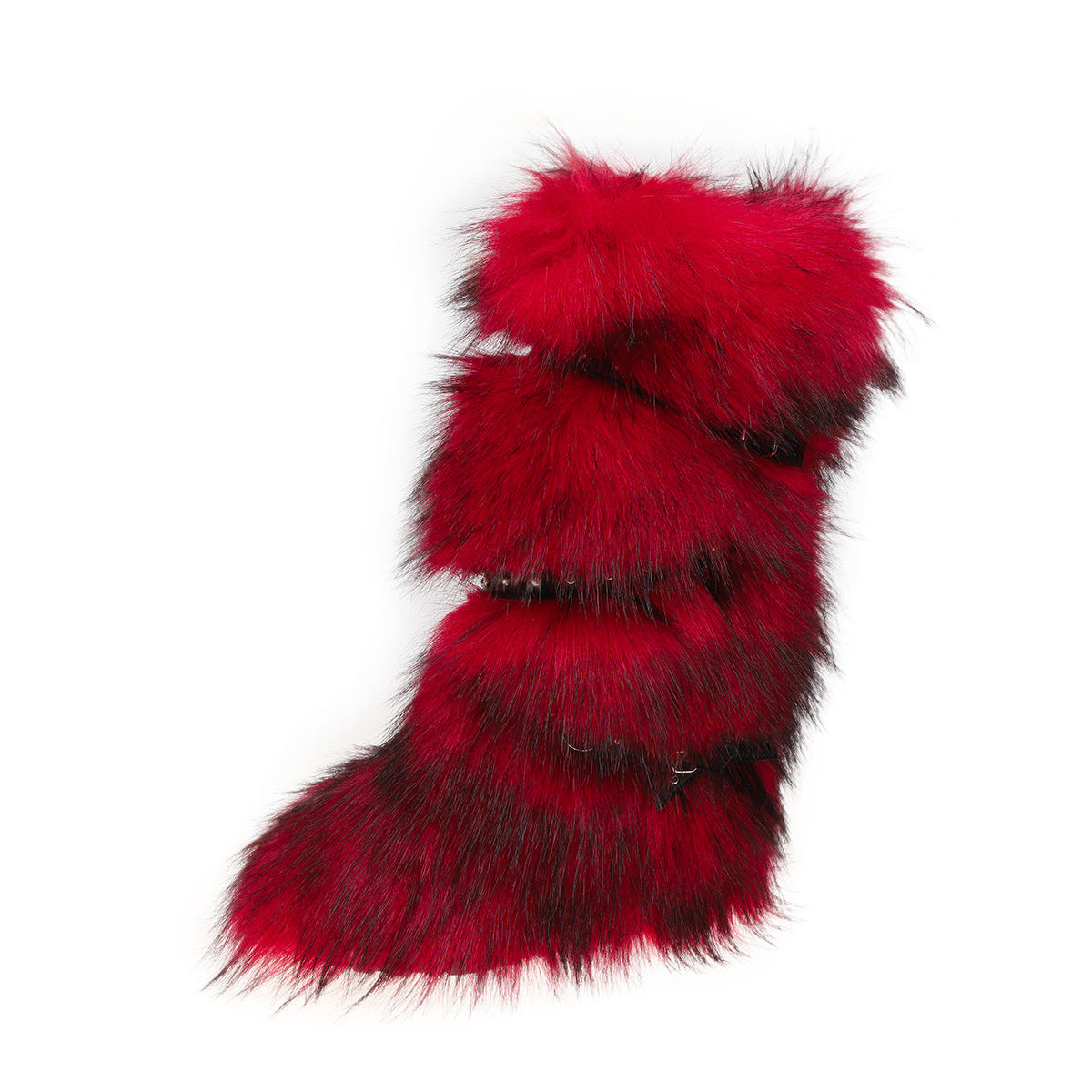 Asian Culture Belt Buckle Plush Hot Rivet Fur Large Women's Snow Boots