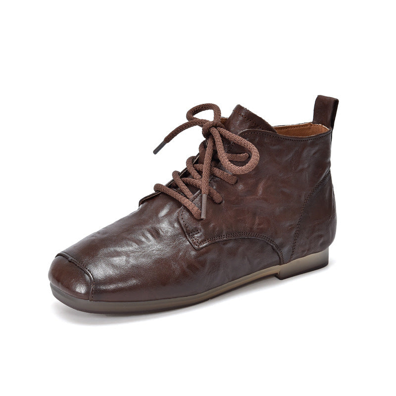 Booties Martin Female Autumn Authentic Square Women's Leather Boots