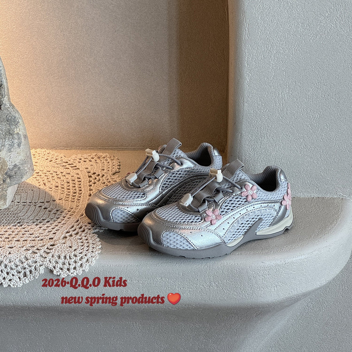 Children's Summer Single Mesh Korean Three-dimensional Flower Children's Sports Shoes