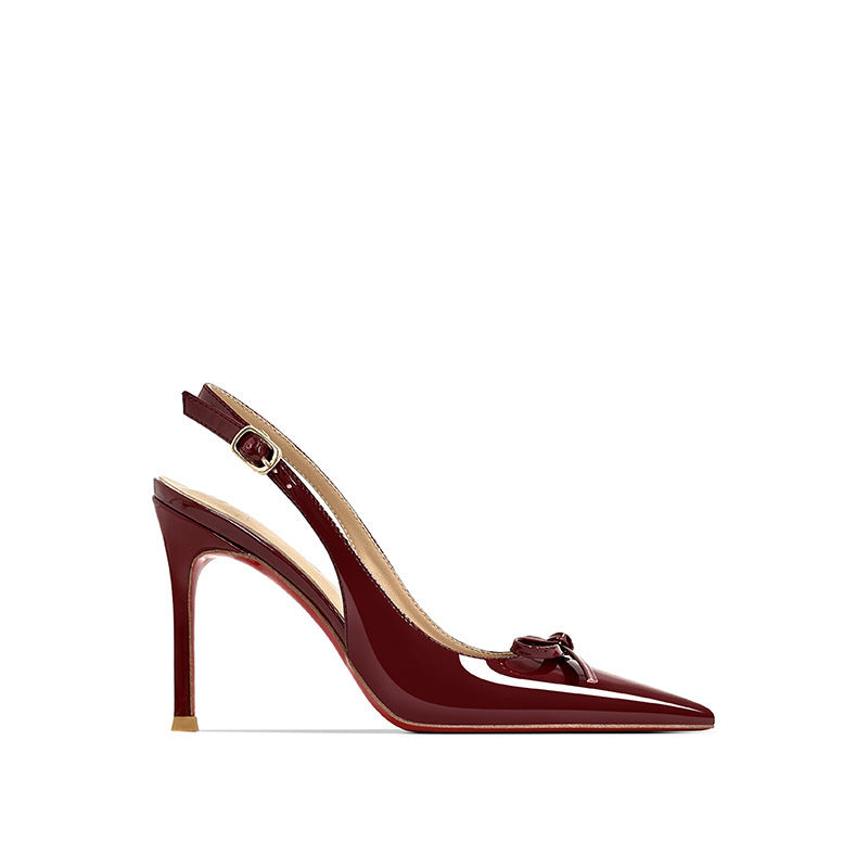 Bottom Slingback French Patent Toe Cap Sandals