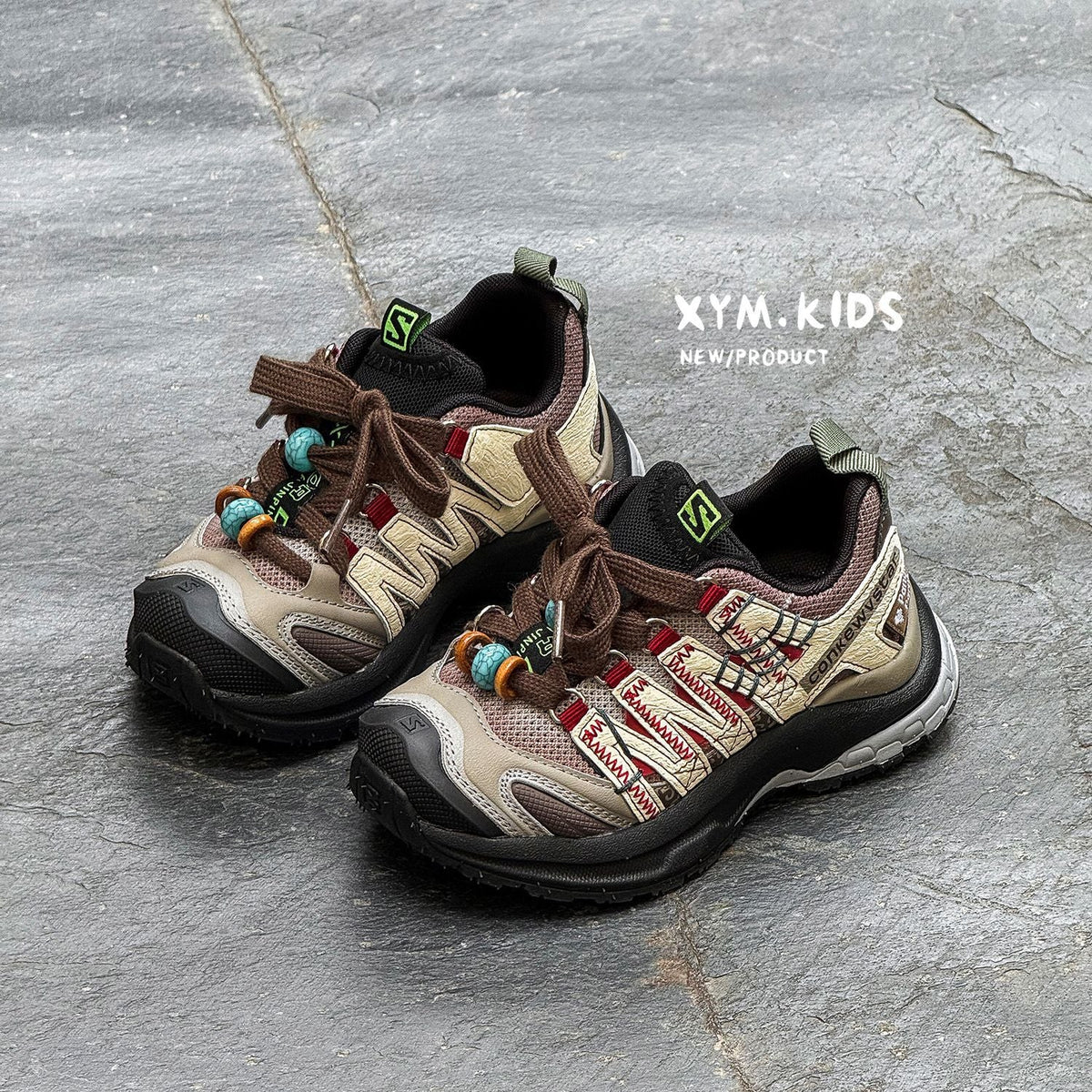 Children's Spring Dad Fashion Beaded Mesh Boys Mountain Casual Shoes