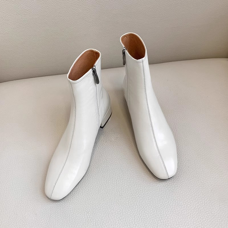 Booties Female Square Toe Thick Thin French Boots