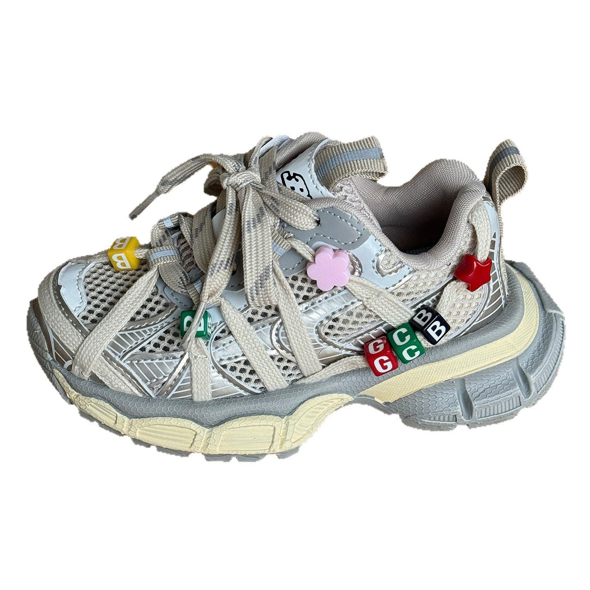 Children's Single Mesh Breathable Boys Colorful Beaded Lightweight Children's Sports Shoes
