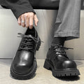 British Style Increased Derby Black Platform Leisure Commute Men's Casual Leather Shoes