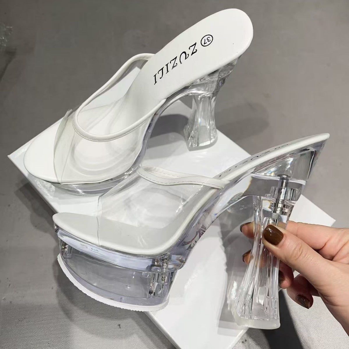 Back Crystal Night Show Matching Dress High Heeled Sandals