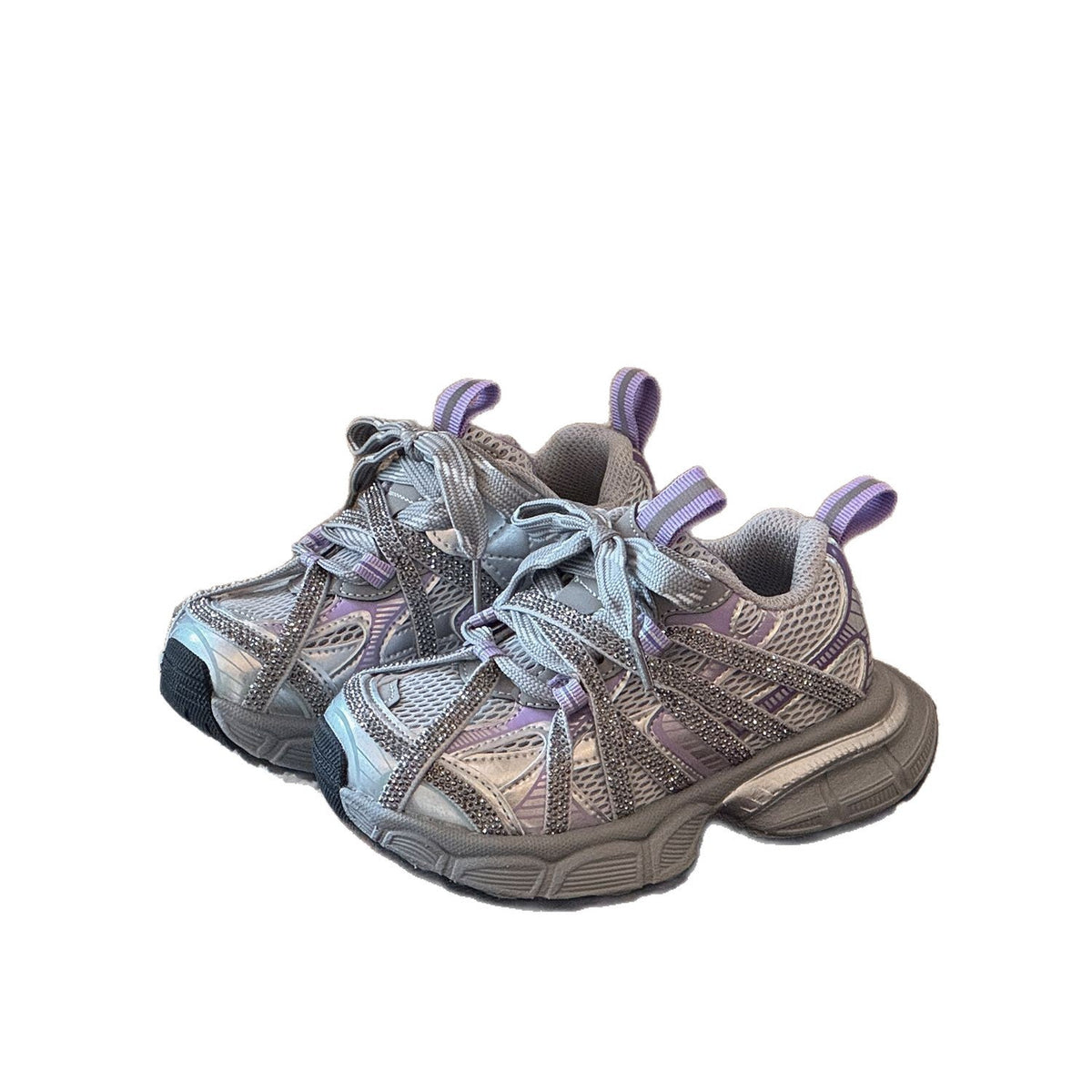 Children's Summer Single Mesh Dad Fashion Rhinestone Strap Sneakers