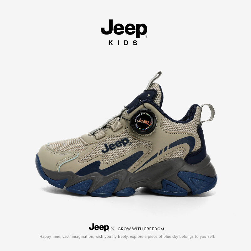 Children's Spring Mesh Surface Breathable Rotary Button Children's Sports Shoes