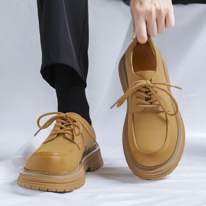 British Style Thick Bottom Fashion Trendy Men's Casual Leather Shoes
