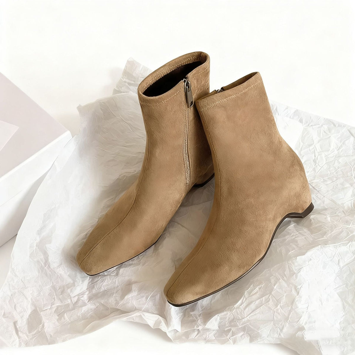 Cat Height Increasing Insole Small Super Soft French Short Tube Women's Leather Boots
