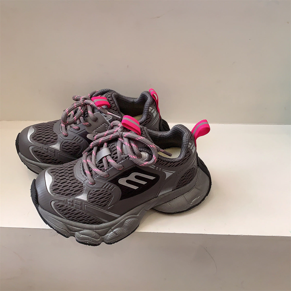 Children's Retro Metallic Spring Daddy Mesh Breathable Boys For Catwalk Soft Children's Sports Shoes