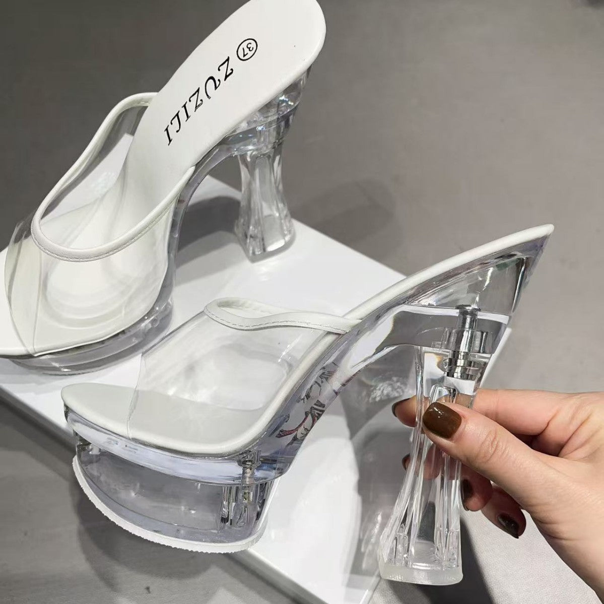 Back Crystal Night Show Matching Dress High Heeled Sandals