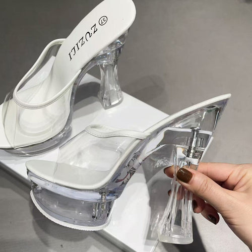 Back Crystal Night Show Matching Dress High Heeled Sandals