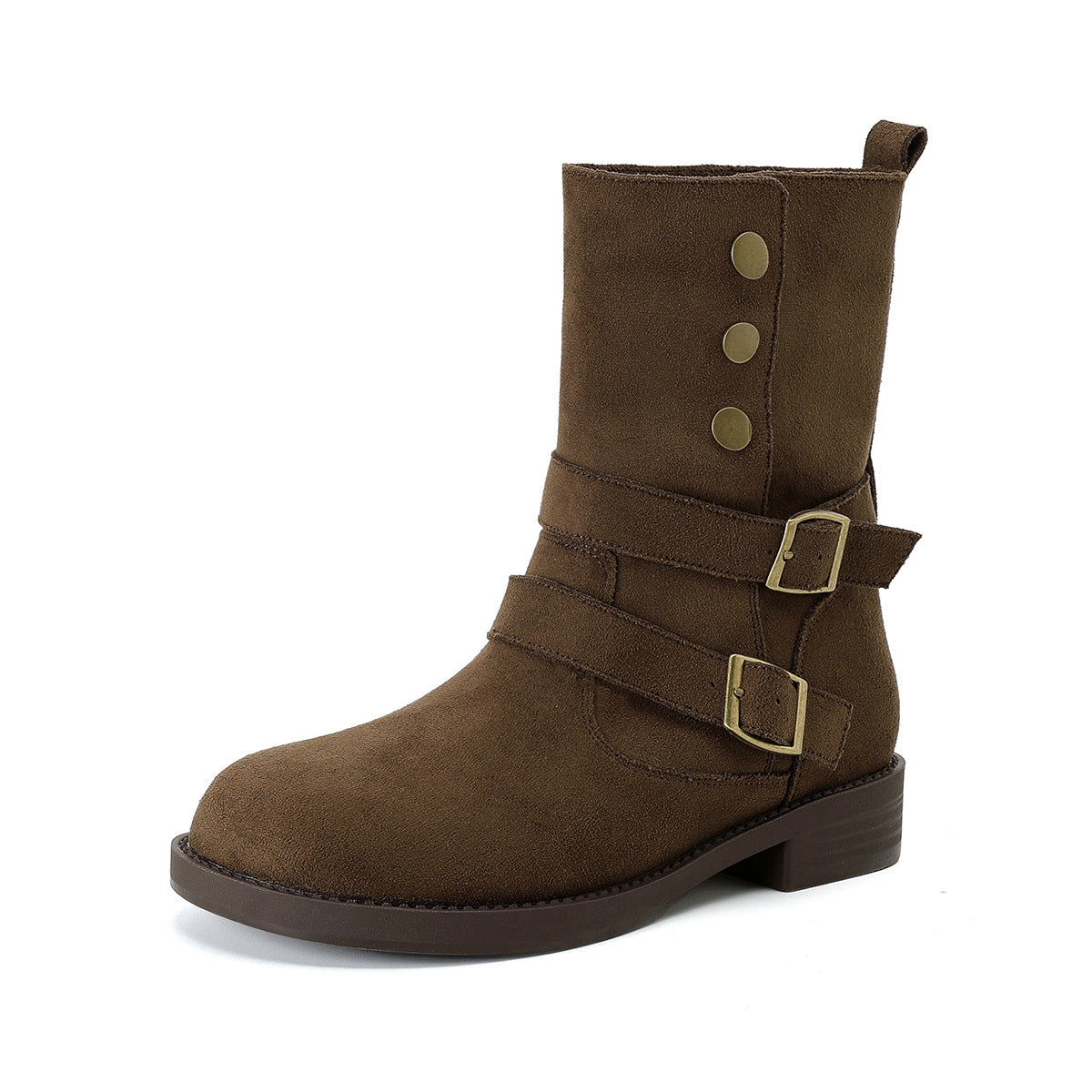 Belt Buckle Platform Ankle Female Retro Women's Leather Boots