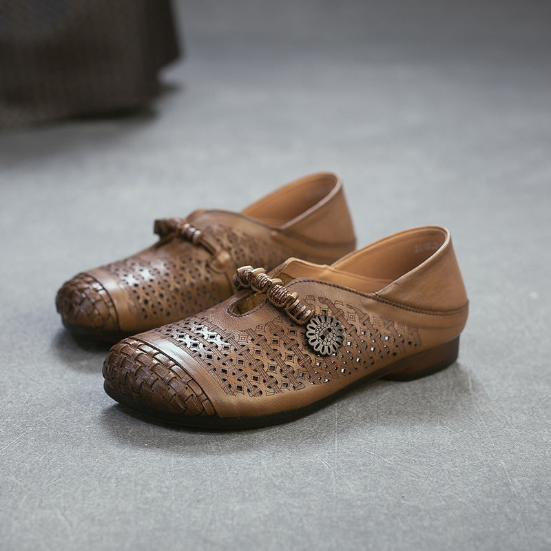 Classic Women's Retro Style Cowhide Comfortable Men's Shoes