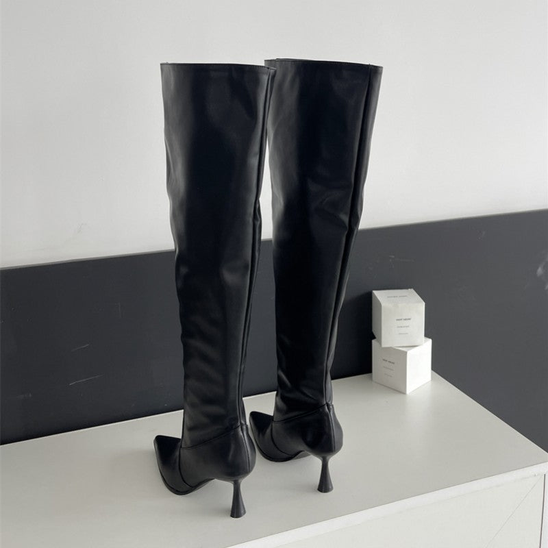 Circumference Female Pointed Toe Skinny Stilettos Pile Style Plus Size Boots