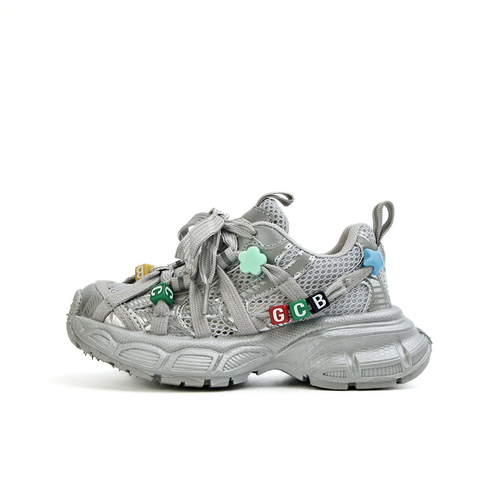 Children's Old Sole Thick Bottom Velcro Single Mesh Breathable Children's Sports Shoes