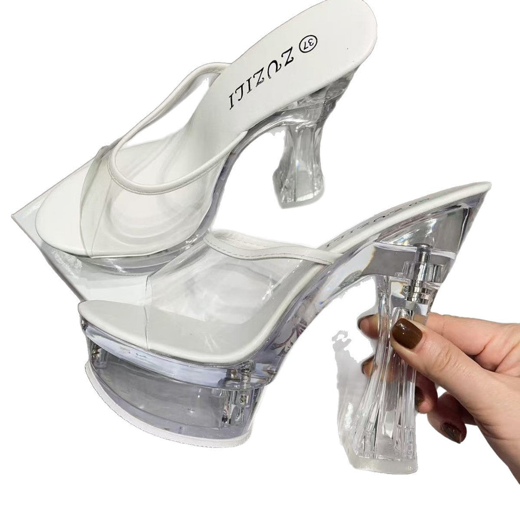 Back Crystal Night Show Matching Dress High Heeled Sandals