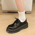 Black British Style Genuine Platform Martin Leather Shoes