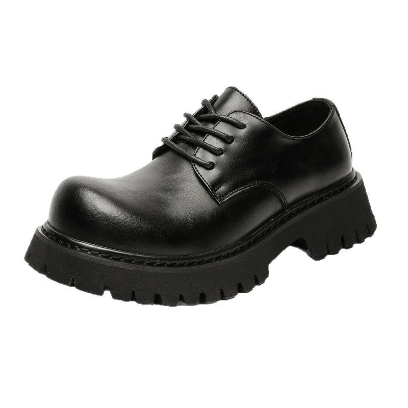 British Style Increased Derby Black Platform Leisure Commute Men's Casual Leather Shoes