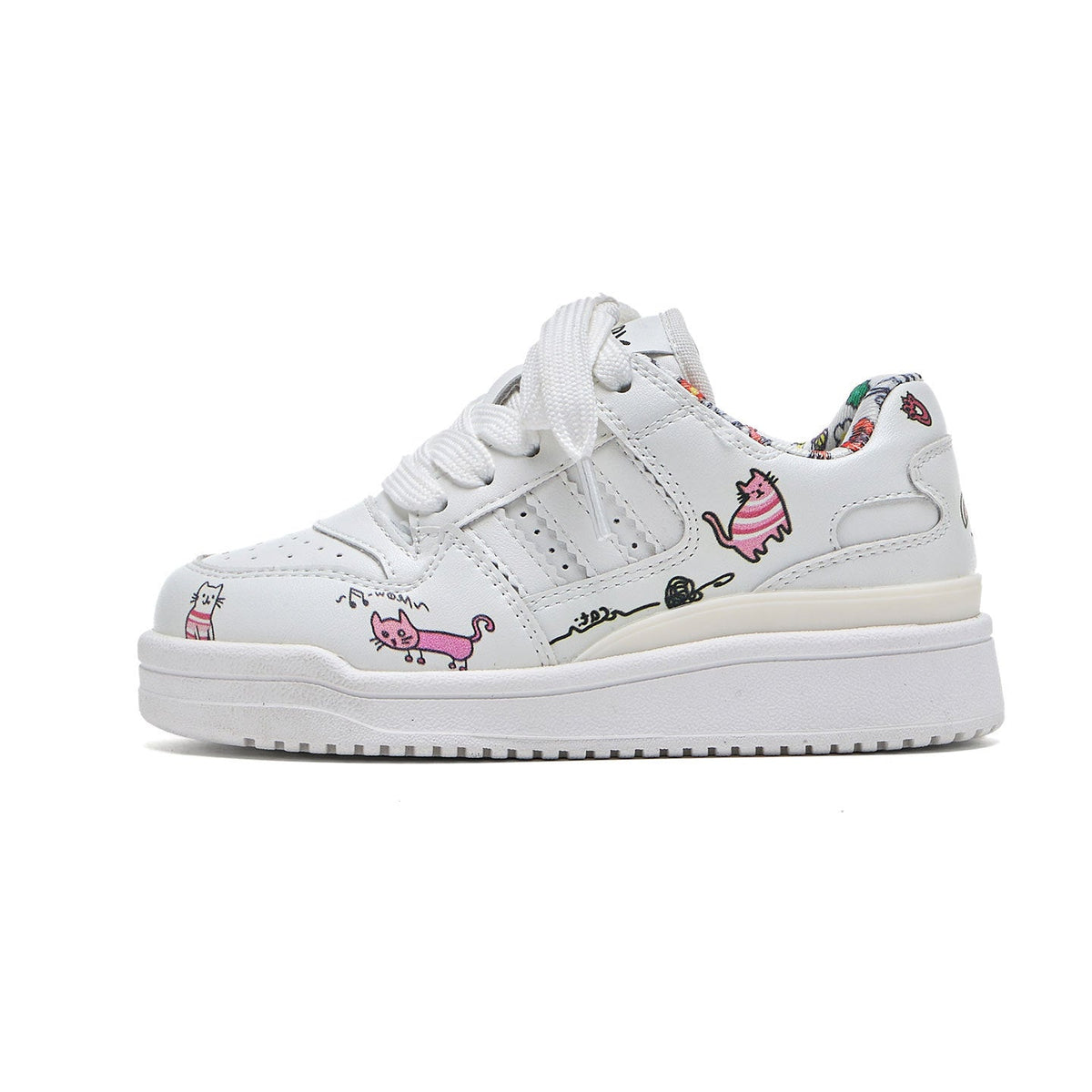 Children's Spring Fashionable Breathable Medium Big White Sneakers