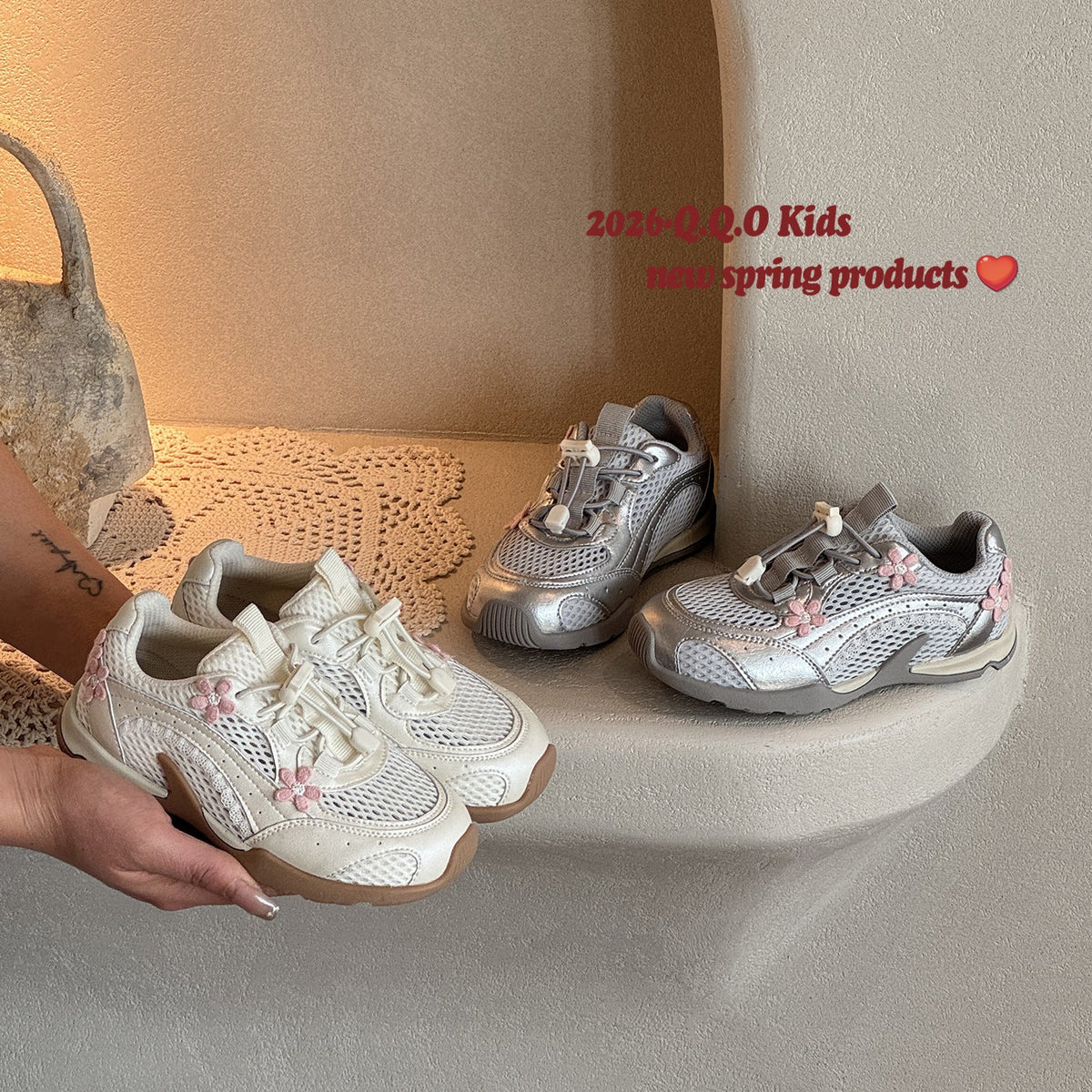 Children's Summer Single Mesh Korean Three-dimensional Flower Children's Sports Shoes