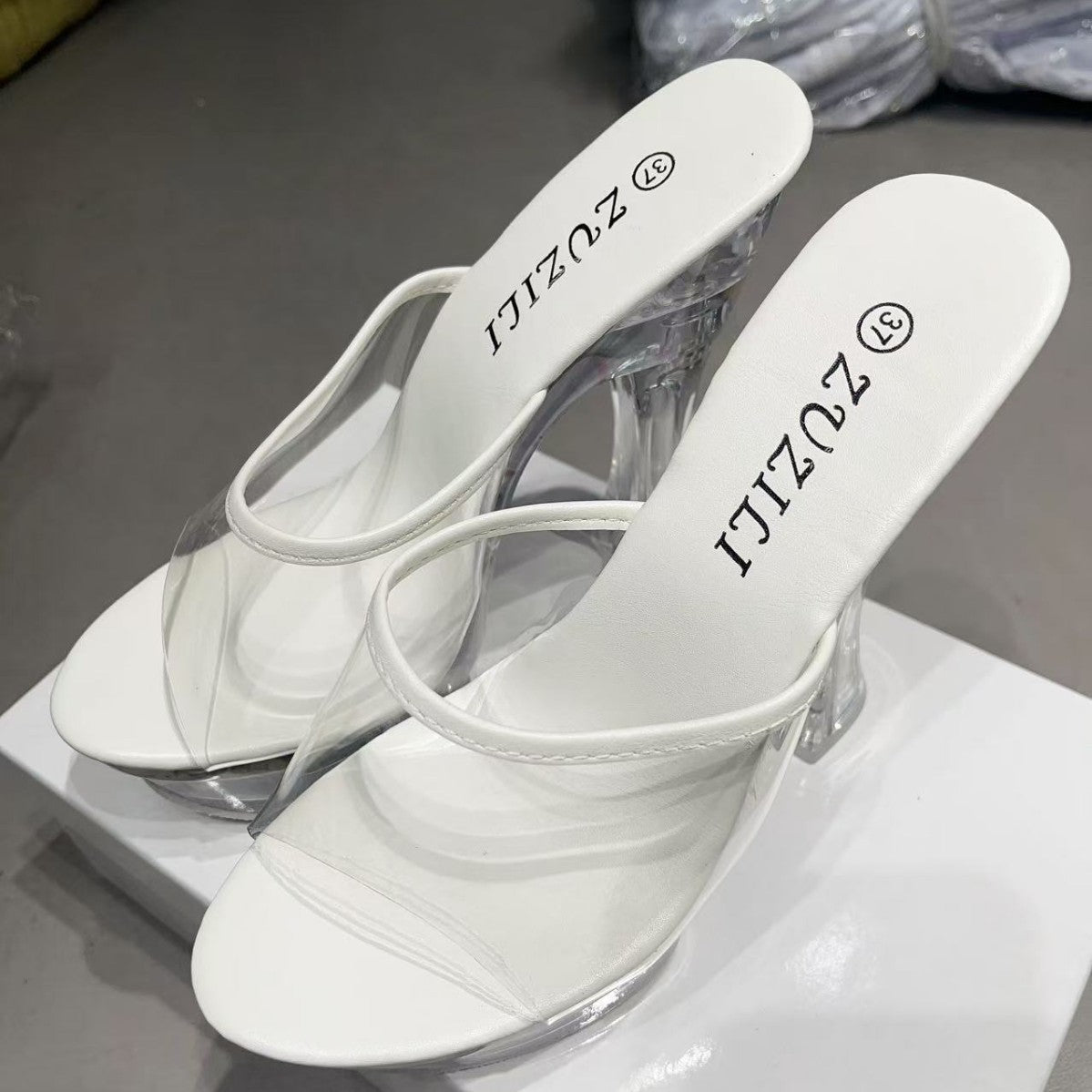 Back Crystal Night Show Matching Dress High Heeled Sandals