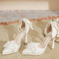 Bow Female Thick Toe Box Low-cut Waterproof Platform Bride Wedding Heels