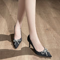 Bow Satin High Pointed Toe Shallow Mouth Stiletto Beautiful Women's Fashion Shoes