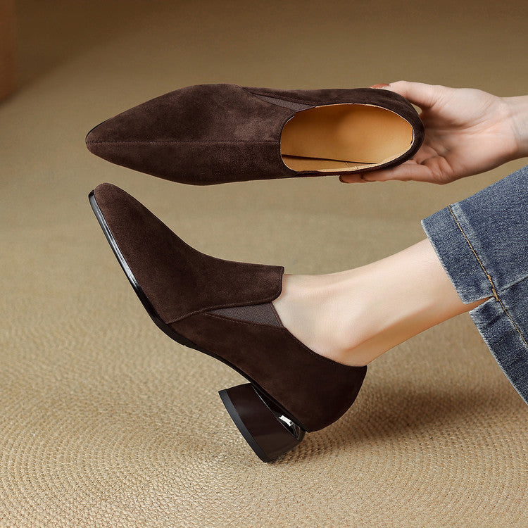 British Style Temperament High-cut Pumps Frosted Retro Easy Matching Women's Fashion Shoes