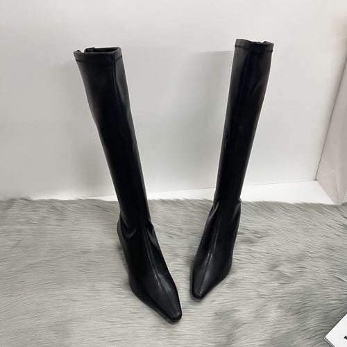 Autumn Square Toe Stiletto Back Zipper Skinny Boots
