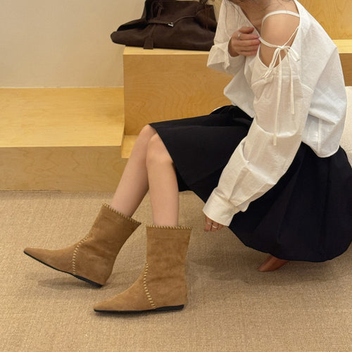 Autumn Retro Easy Matching Suede Short Boots