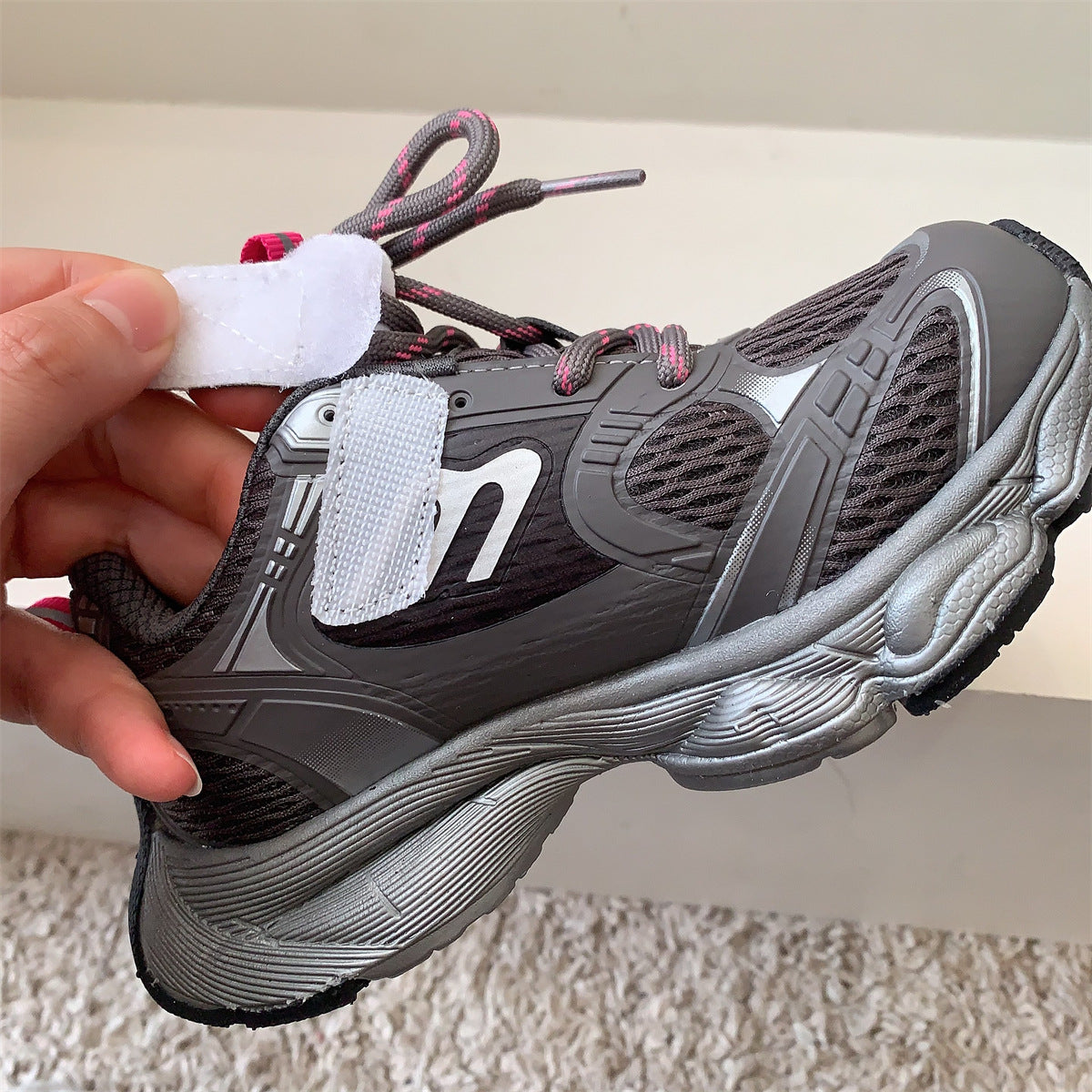 Children's Retro Metallic Spring Daddy Mesh Breathable Boys For Catwalk Soft Children's Sports Shoes