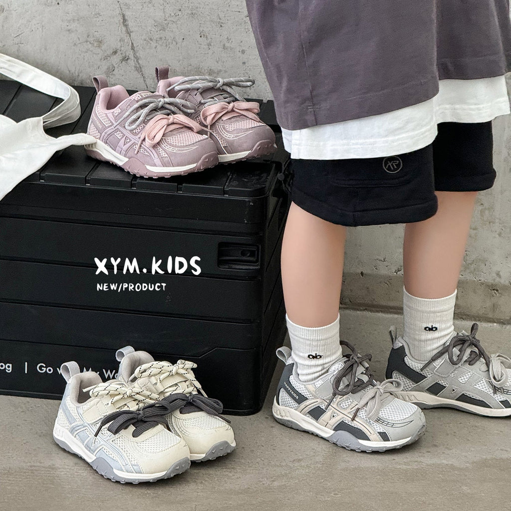 Children's Spring Fashion Trend Double Lace Mesh Casual Shoes