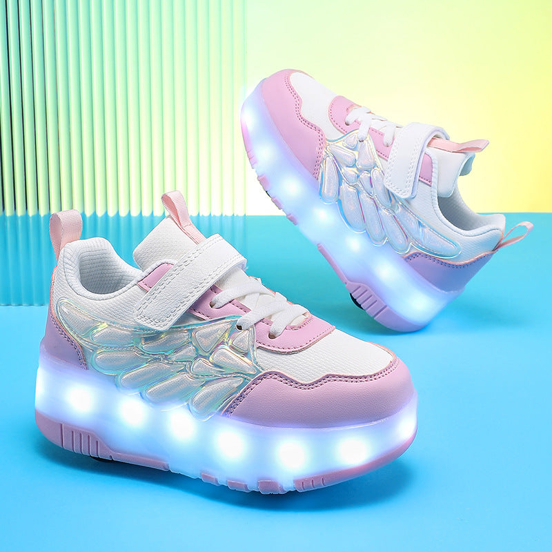 Children's Fashion Trendy Cool Light Skateboard Skates Colorful Children's Sports Shoes