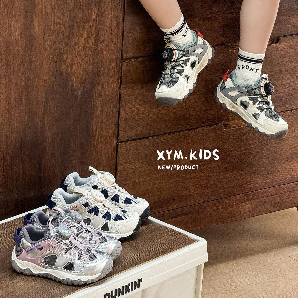 Children's Rotating Buckle Summer Frame Stylish Lightweight Hollow Breathable Children's Sports Shoes