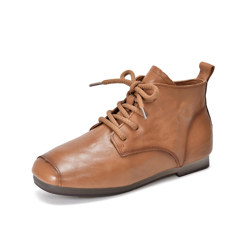 Booties Martin Female Autumn Authentic Square Women's Leather Boots