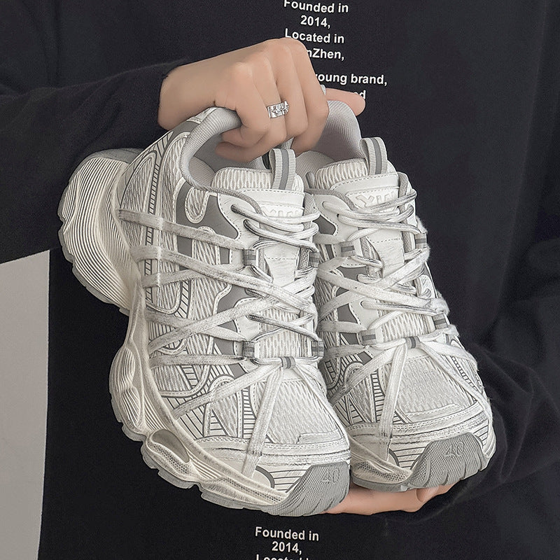 Big Head Thick Bottom Height Increasing Low Top Couple Round Men's Casual Shoes
