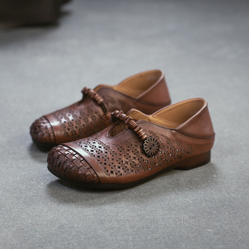 Classic Women's Retro Style Cowhide Comfortable Men's Shoes