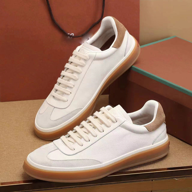Classic White Round Toe Sports Skate German Training Flat Men's Board Shoes