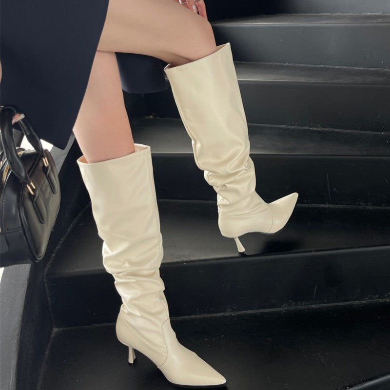 Circumference Female Pointed Toe Skinny Stilettos Pile Style Plus Size Boots