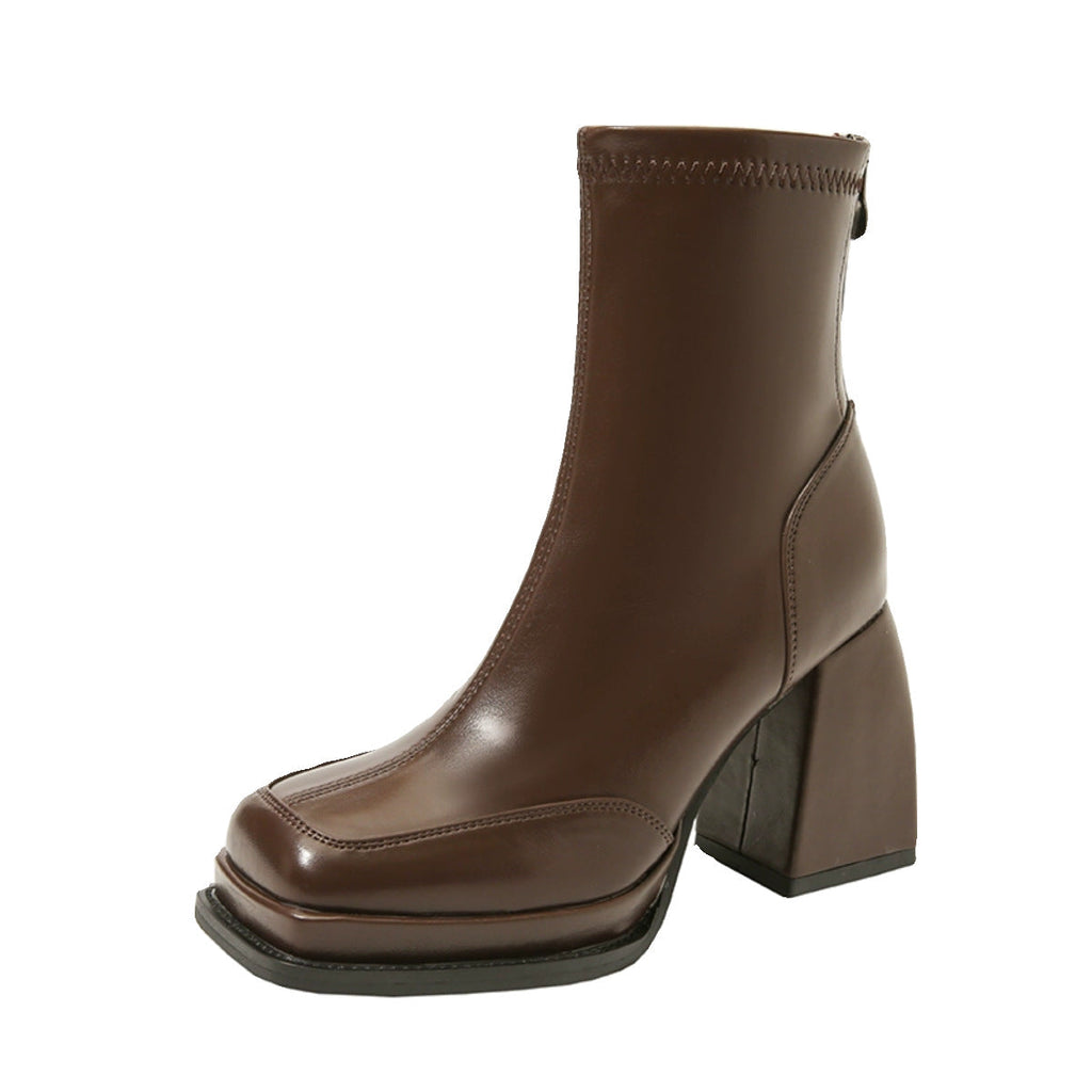 Attractive Women's Platform Square Toe Chunky Heels