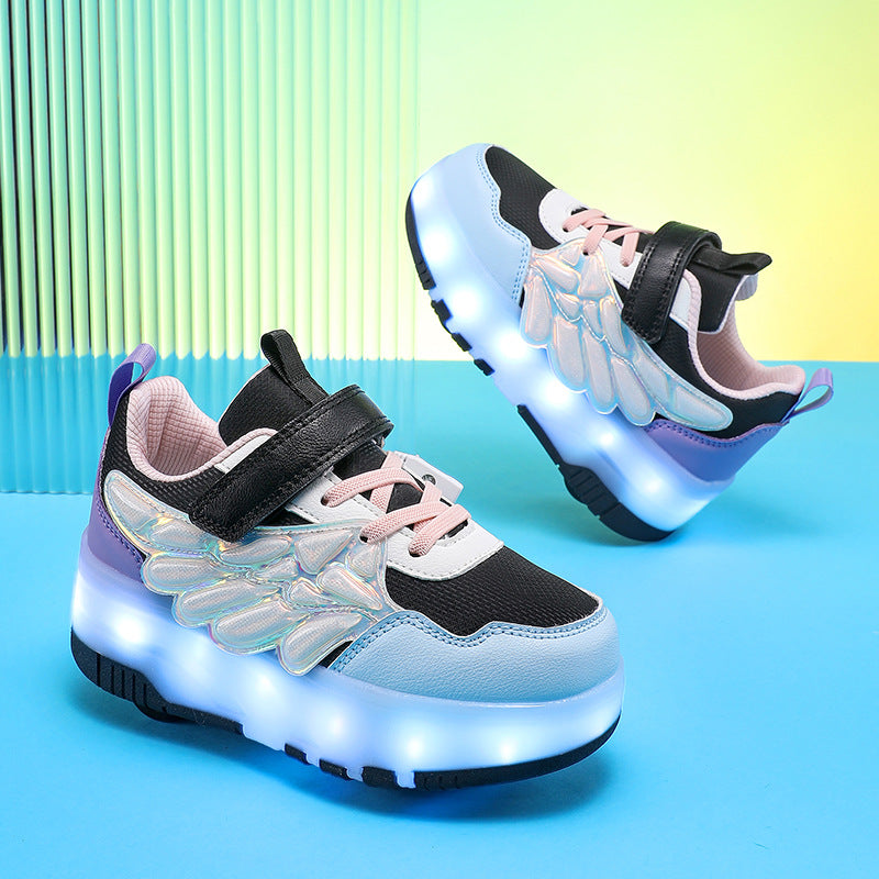 Children's Fashion Trendy Cool Light Skateboard Skates Colorful Children's Sports Shoes