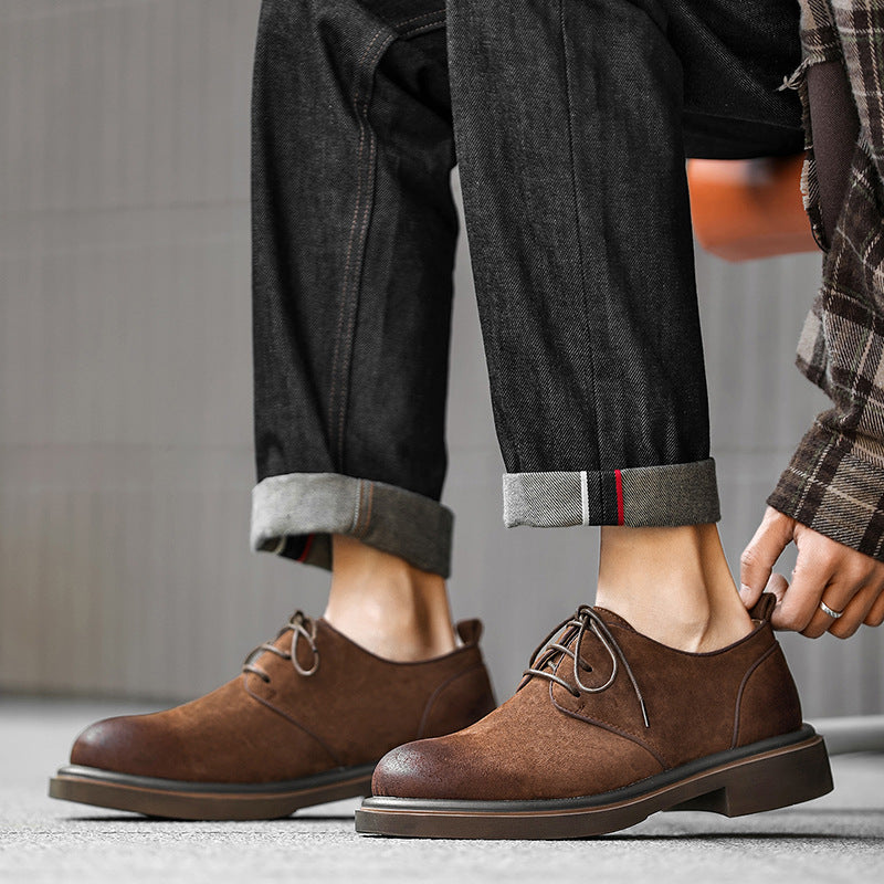 Attractive Durable Spring British Retro Suede Leather Shoes