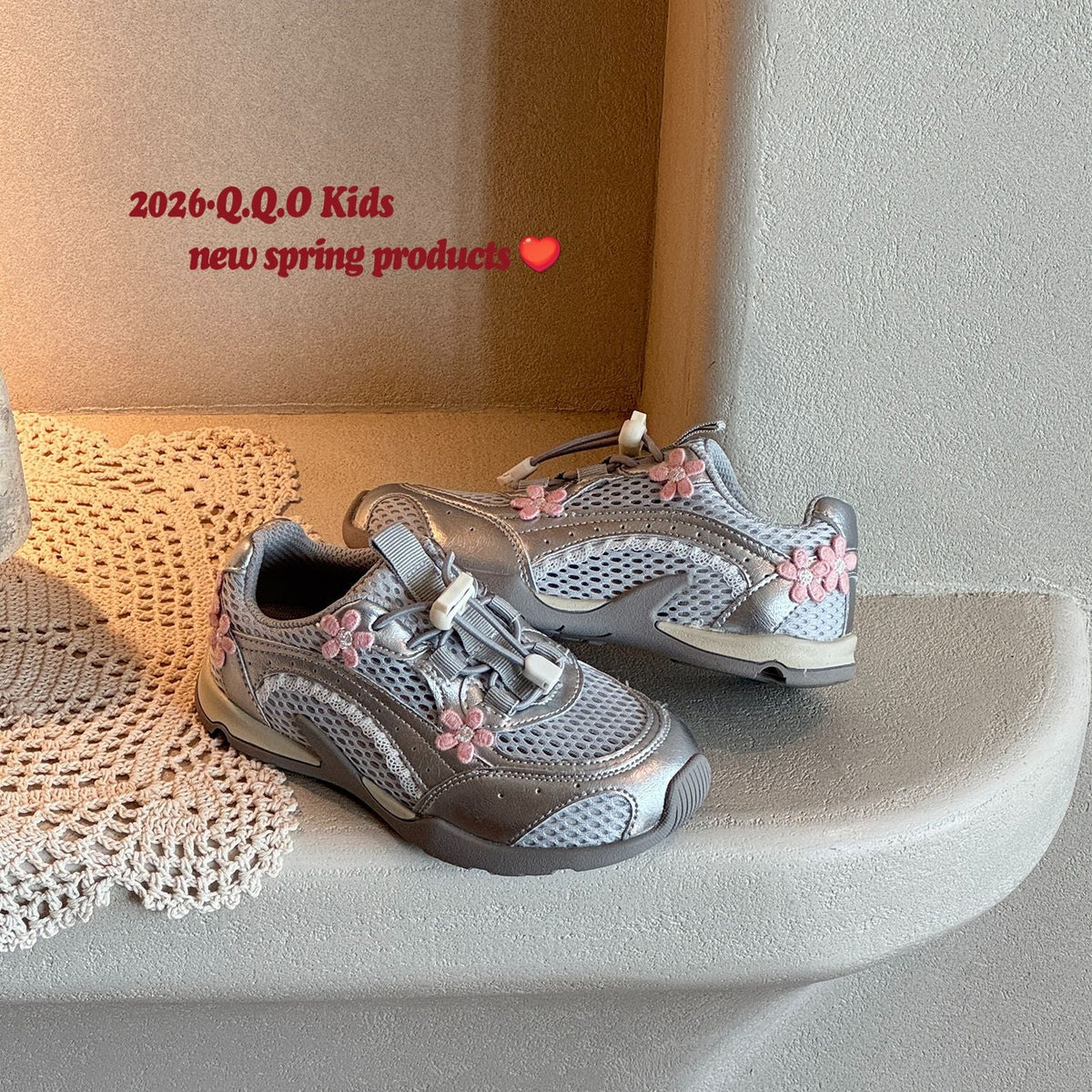 Children's Summer Single Mesh Korean Three-dimensional Flower Children's Sports Shoes