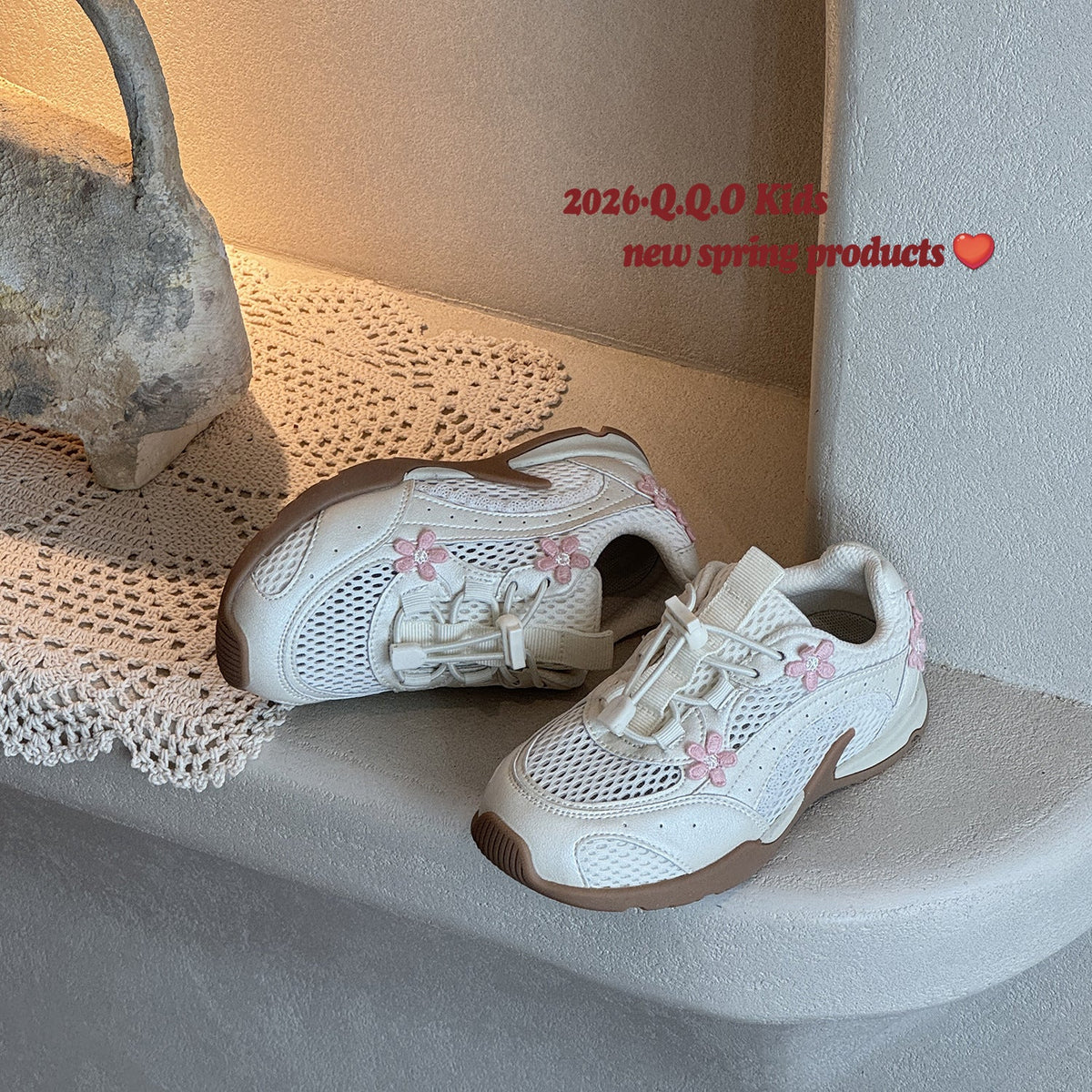 Children's Summer Single Mesh Korean Three-dimensional Flower Children's Sports Shoes