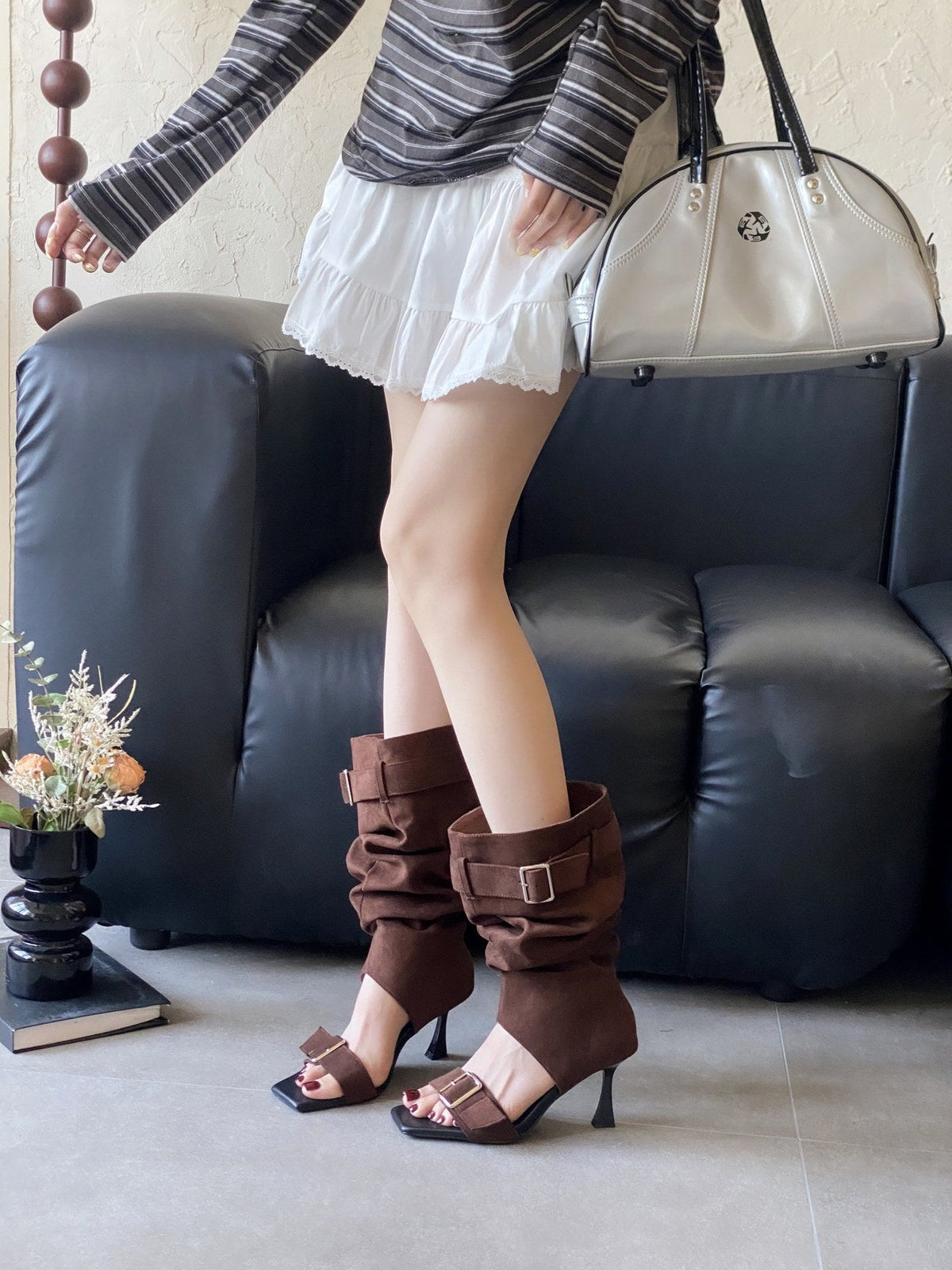 Attractive Square Head High-heeled Strap Limp High Heeled Sandals