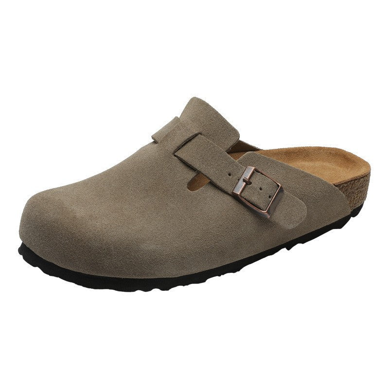 Comfortable Flat Cork Unisex Retro Half Lazy Thick-soles Slippers
