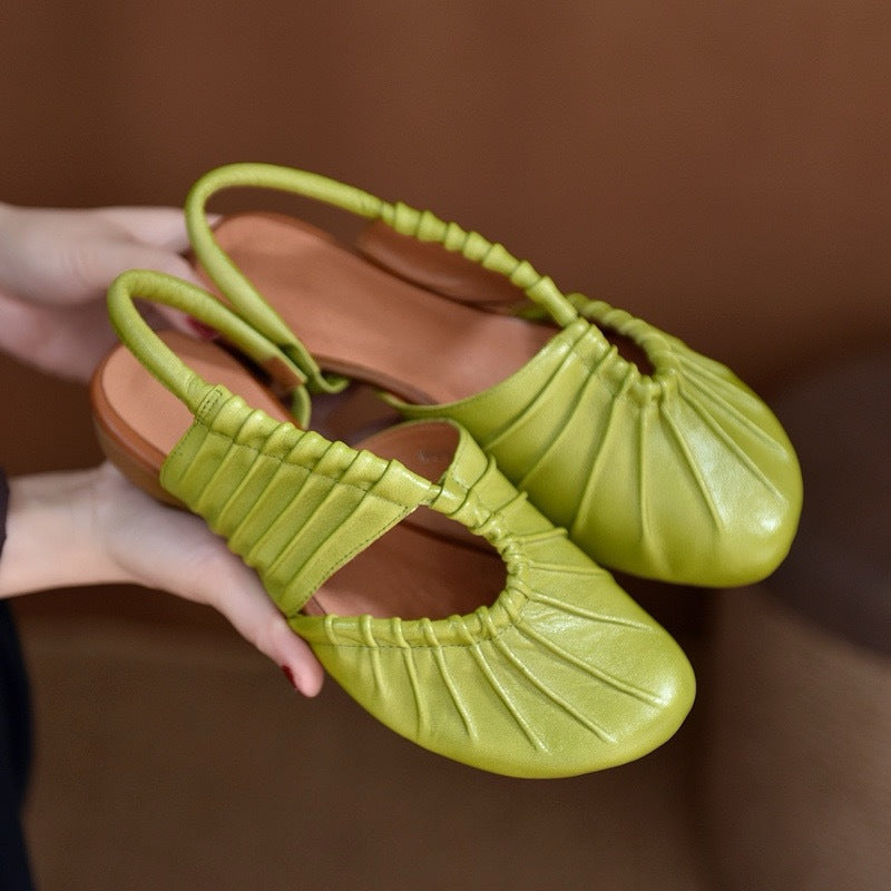 Bottom Muller Simple Pleated Round Toe Design Women's Casual Shoes