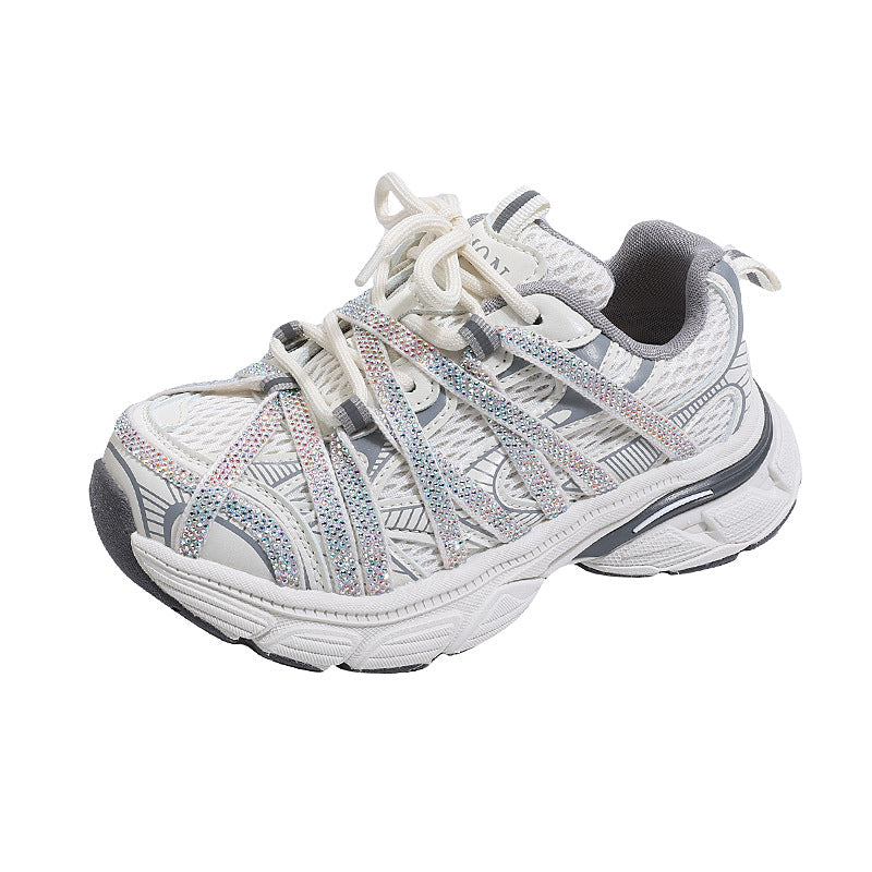 Children's Trendy Spring Retro Rhinestone Little Dad Casual Shoes